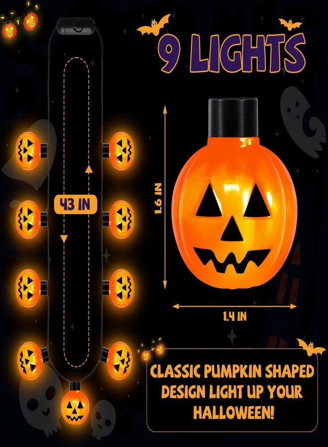 EOBOH 3PCS Halloween Light up Necklace, 9 Lights Glow in Dark Pumpkin Halloween Necklaces, Orange 3 Modes Necklace with Pumpkin Bulbs, Glow Necklaces Bulk for Trick or Treat Party Favors - Image 2